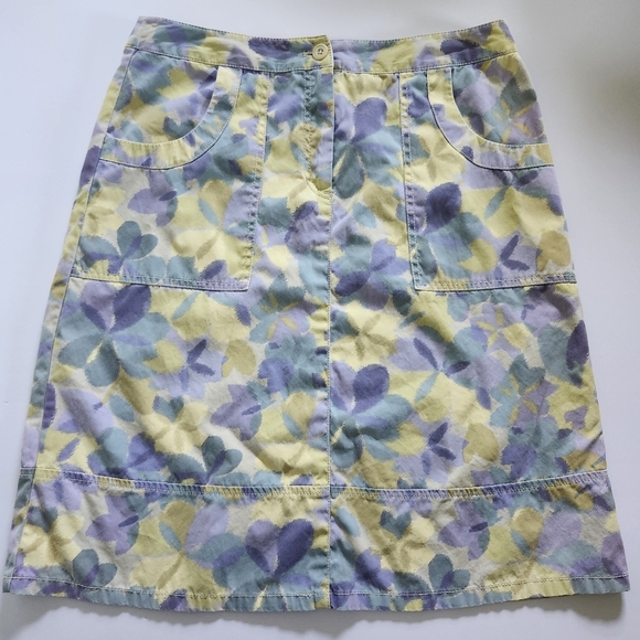 J Jill Pastel Floral Patterned Cotton Midi Skirt Size 12 - Picture 1 of 10